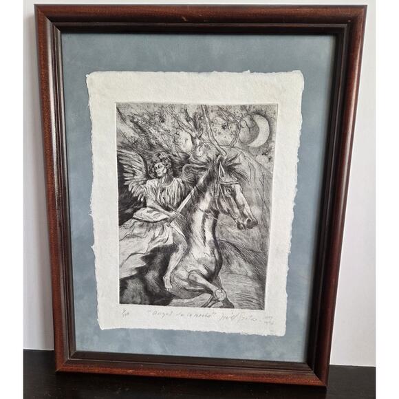 Javid Santos Angel de la Noche Monterrey Mexico 1996 - 1/100 Framed Signed
